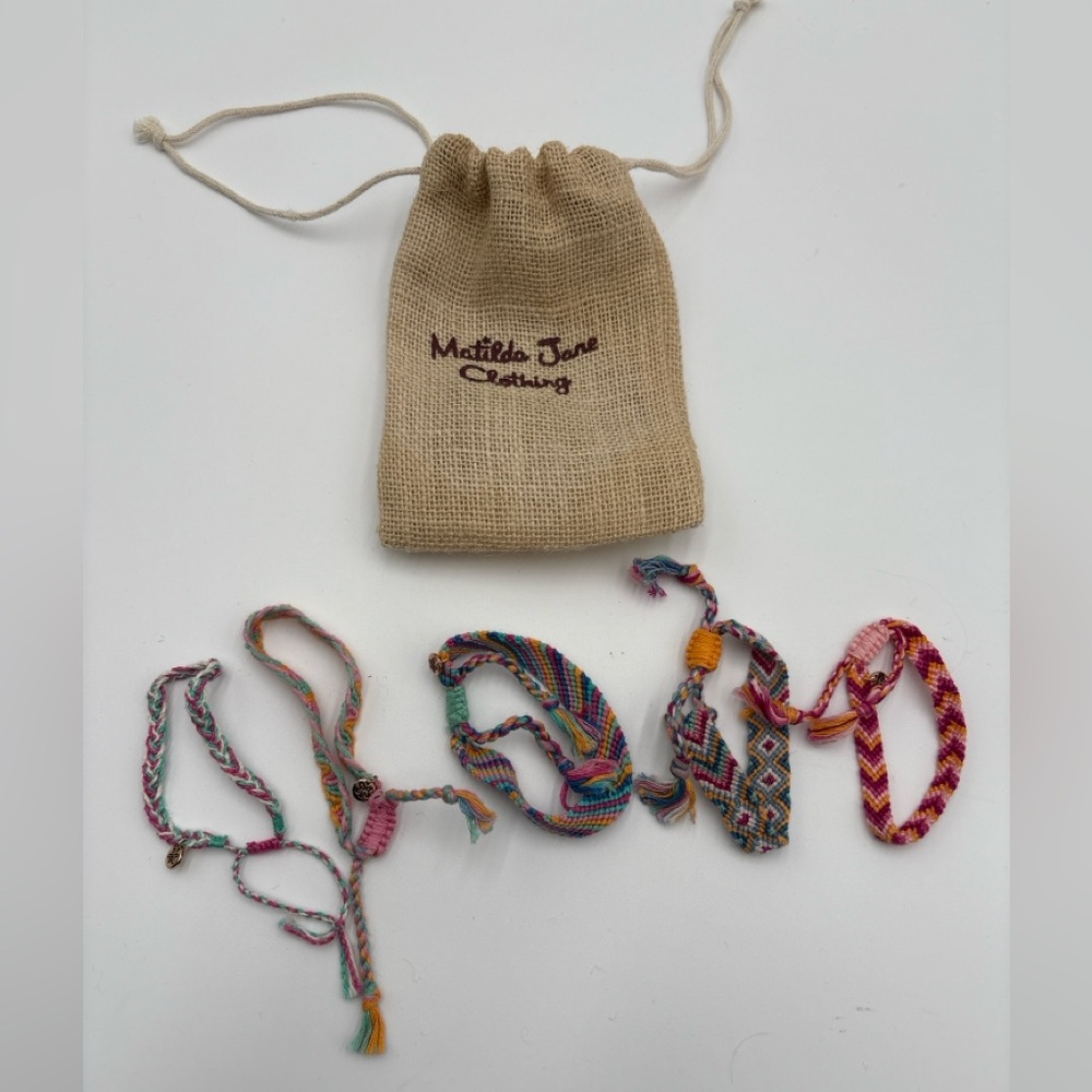 Matilda Jane Friendship Bracelet Lot Colorful Woven Cord Set of 5 New‎